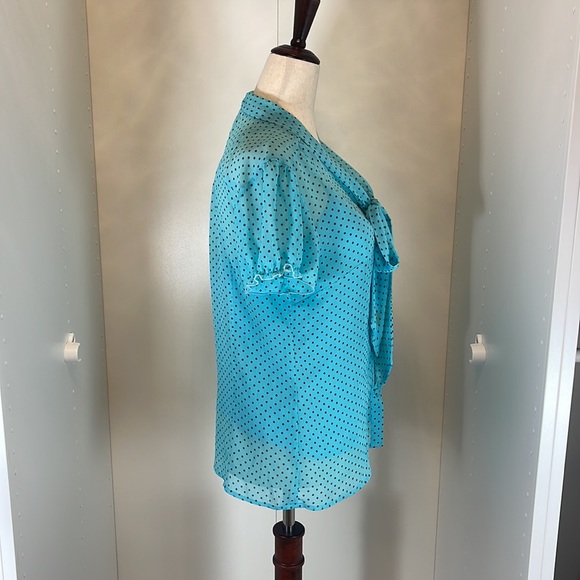 Zac & Rachel Blue with Black Polka Dot 2 Piece Blouse Set Size Small - Picture 2 of 9